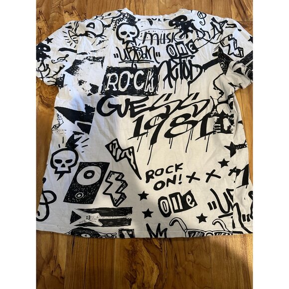 Guess Graphic Tee – Size S – “Rock On/Graffiti” Style - Picture 4 of 12